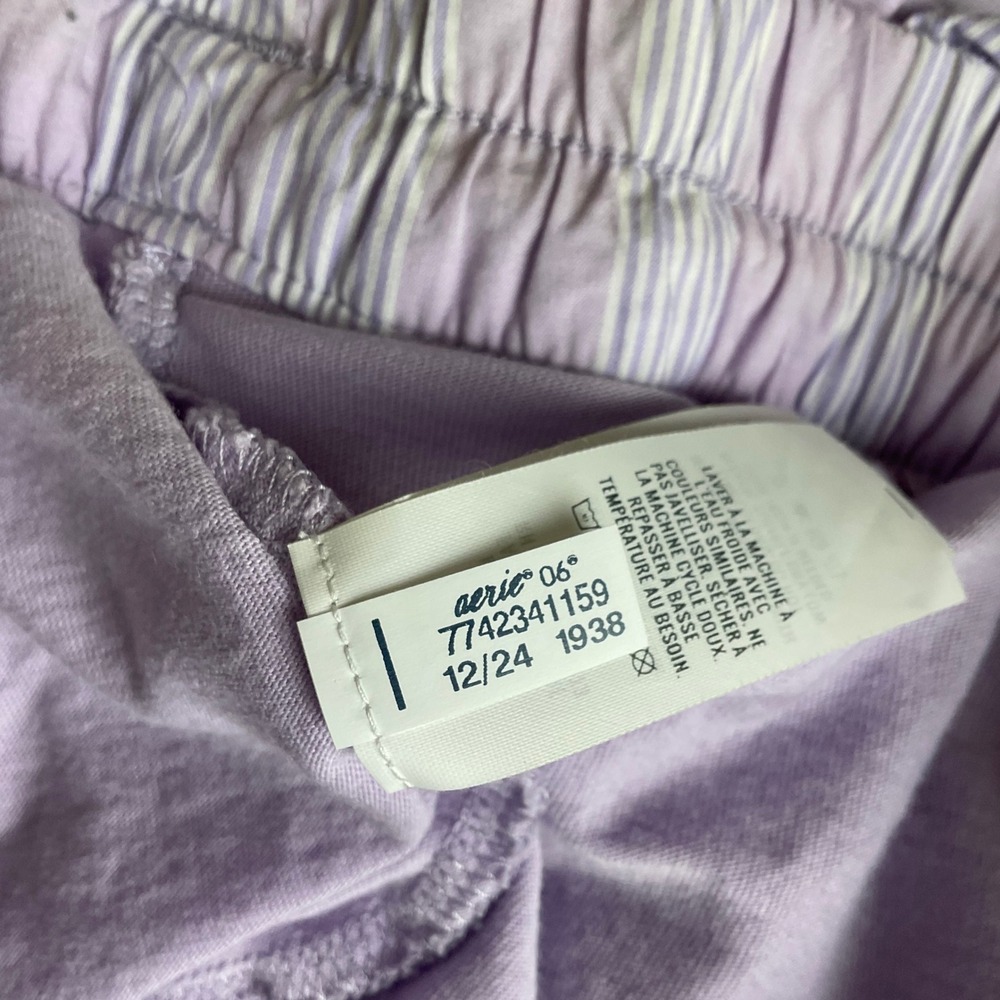 Aerie Lavender White Striped Button Front Skort XL Mini Elastic Waist Cotton - Picture 4 of 10